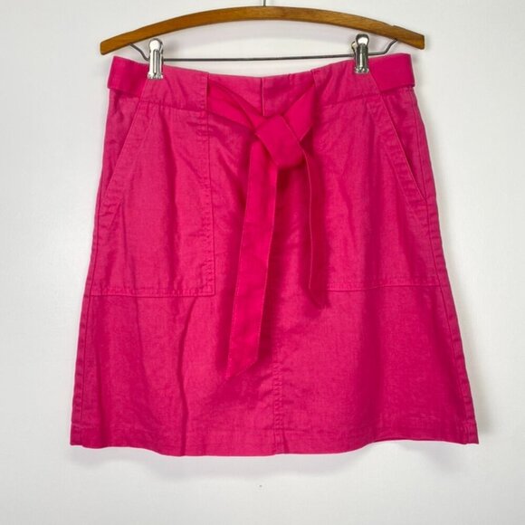 J. Crew Pink Linen Blend Skirt with Tie - Picture 1 of 10